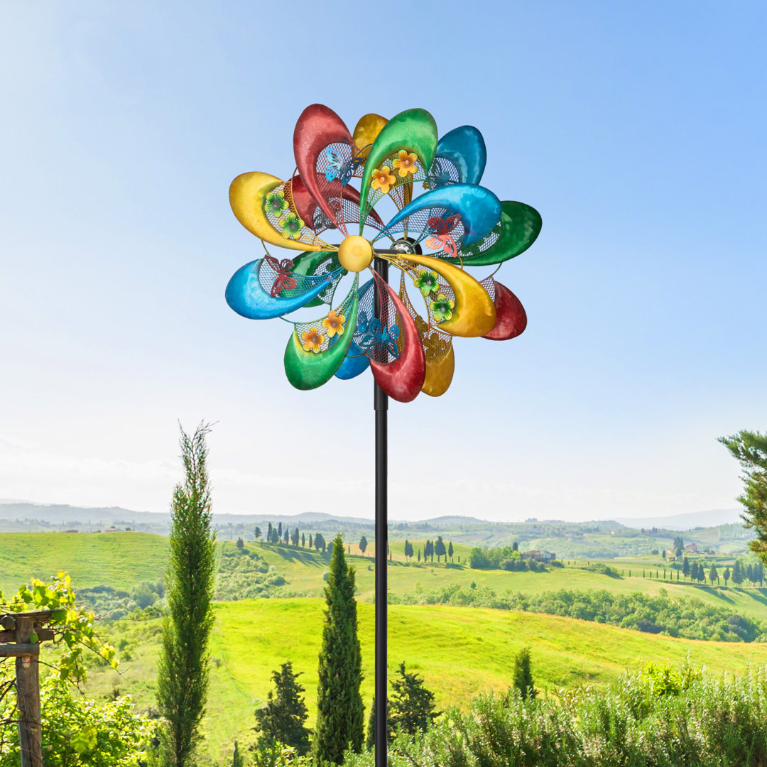 Windmill For Yard Wind Spinner With 360°rotation And Ground Stakes For Garden, Colorful